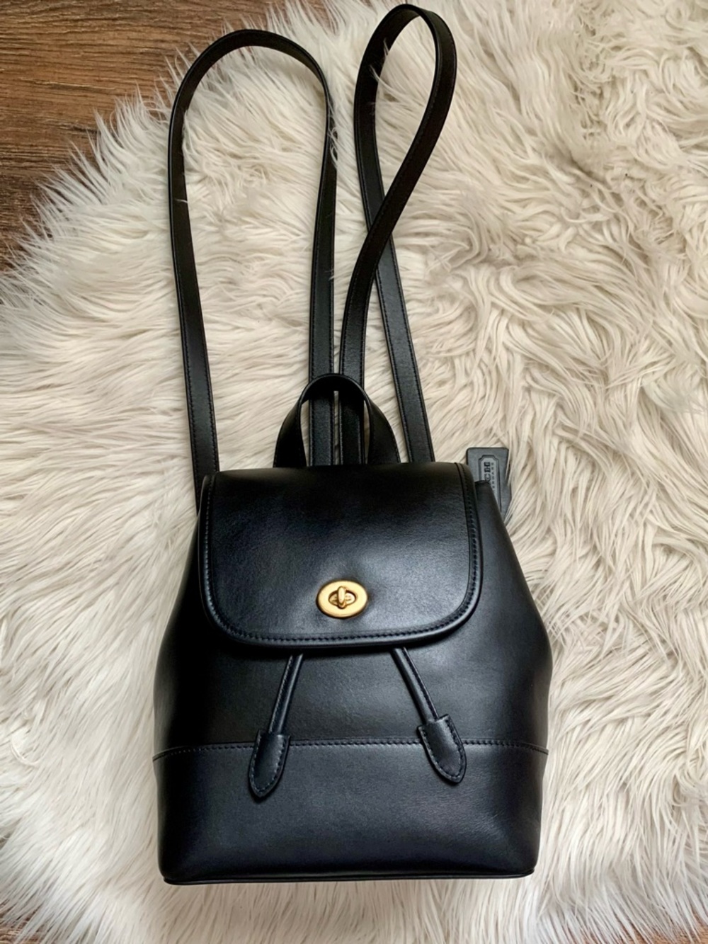 Coach Originals Turnlock Backpack Leather Black - Picture 10 of 15